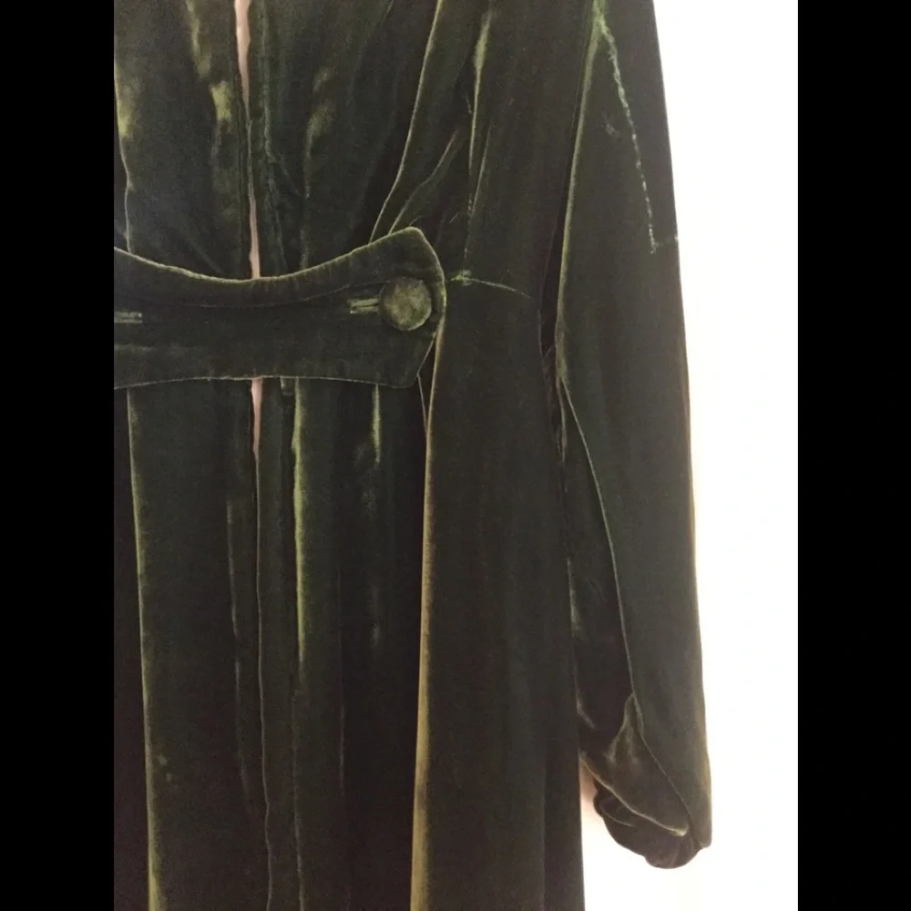 Antique Victorian fur collar green velvet silk coat vintage jacket Edwardian - Picture 3 of 16